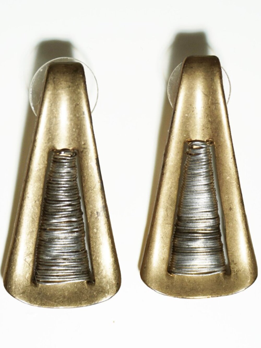 RLM Soho Robert Lee Morris Two Tone Gold Silver Wire Wrap Drop Earrings